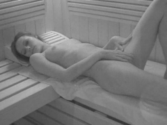 Teen touching herself in the sauna