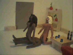 Funny dolls in threesome sex.